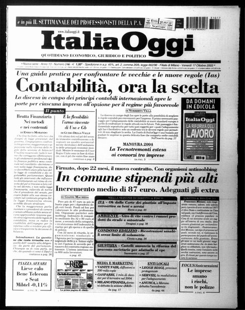 Italia oggi : quotidiano di economia finanza e politica